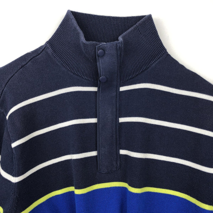 Ralph Lauren RLX (Ralph Lauren RLX) Border Pattern Cotton Knit Half-Zip Sweater, Men's Size M (approx.) cotton blue type Vintage Second Hand