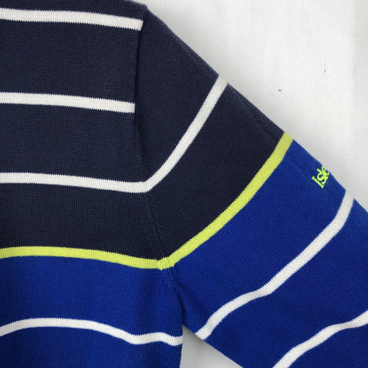 Ralph Lauren RLX (Ralph Lauren RLX) Border Pattern Cotton Knit Half-Zip Sweater, Men's Size M (approx.) cotton blue type Vintage Second Hand