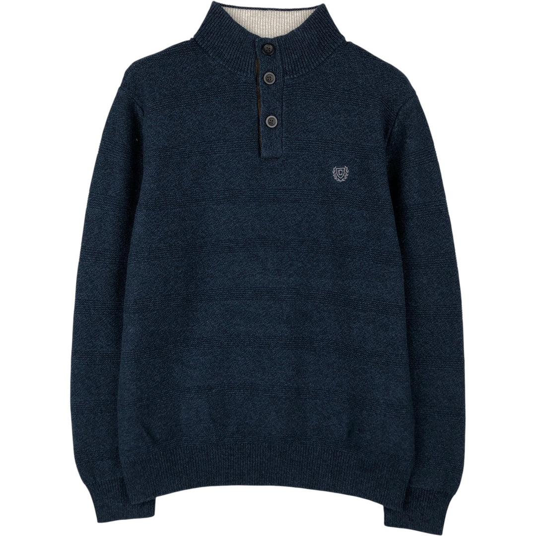 Ralph Lauren CHAPS Cotton Knit Half-Button Sweater, Men's Size M (approx.) cotton blue type Vintage Second Hand