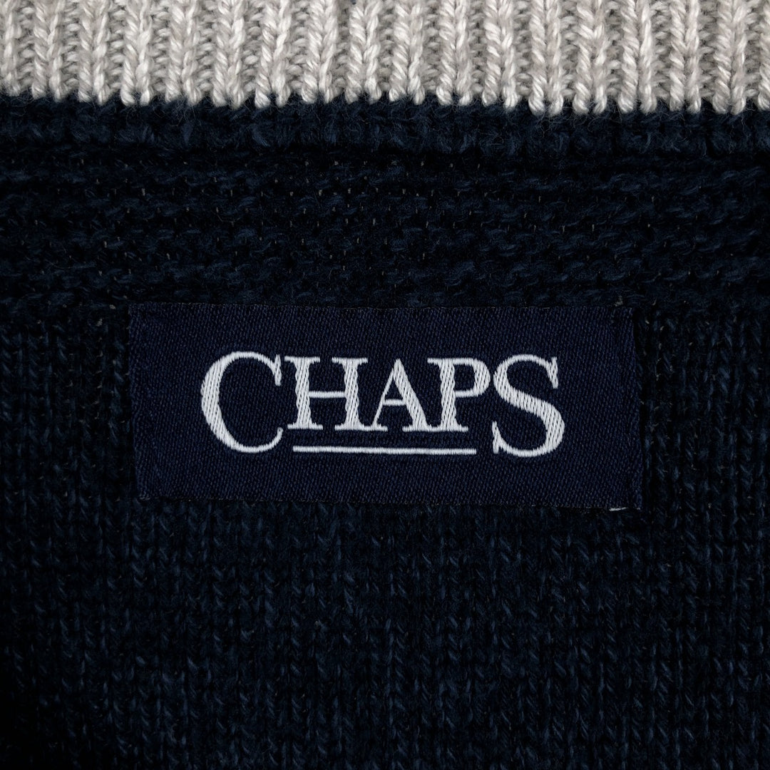 Ralph Lauren CHAPS Cotton Knit Half-Button Sweater, Men's Size M (approx.) cotton blue type Vintage Second Hand
