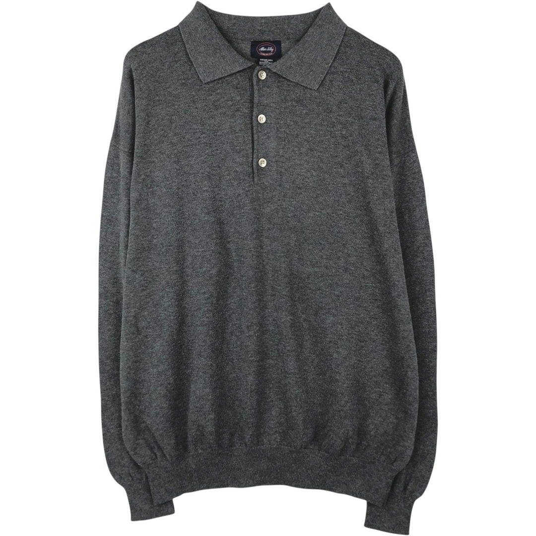 Allen Solly Wide Collar Polo Knit Sweater, Men's Size XL (approx.) cotton gray type Vintage Second Hand