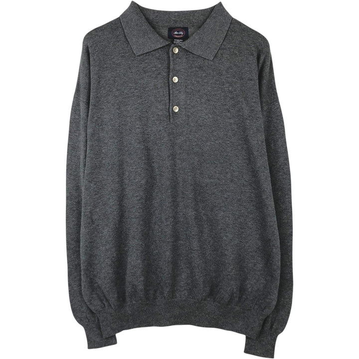 Allen Solly Wide Collar Polo Knit Sweater, Men's Size XL (approx.) cotton gray type Vintage Second Hand