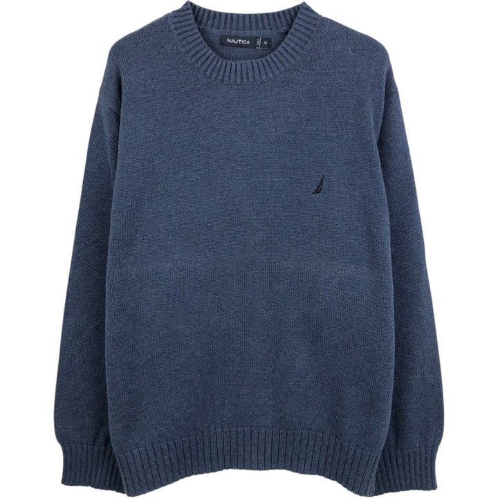 NAUTICA Cotton Knit Sweater, Men's Size XL cotton blue type Vintage Second Hand