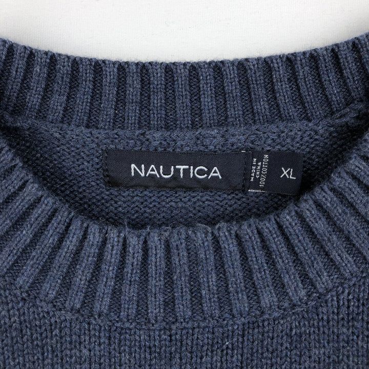 NAUTICA Cotton Knit Sweater, Men's Size XL cotton blue type Vintage Second Hand
