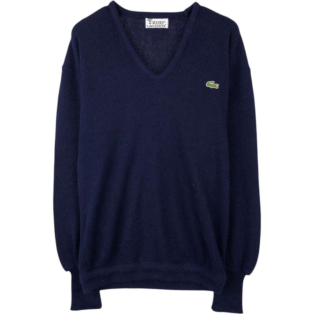 Vintage 1970'S Lacoste IZOD V-neck acrylic knit sweater, men's size XL Oron Acrylic navy blue type Vintage Second Hand