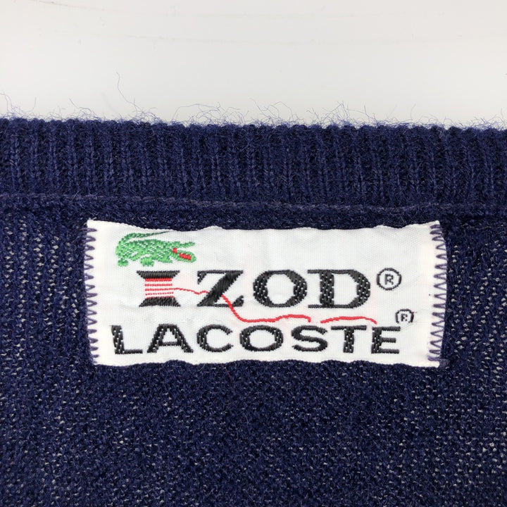 Vintage 1970'S Lacoste IZOD V-neck acrylic knit sweater, men's size XL Oron Acrylic navy blue type Vintage Second Hand