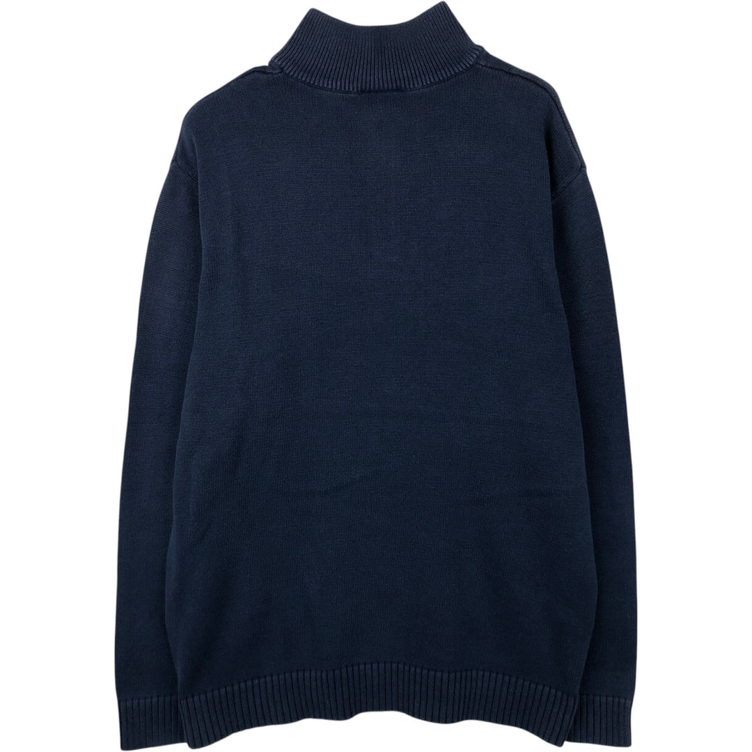 Lacoste Vintage Washed French Design Cotton Knit Half-Button Sweater, Size 6 (Men's XL equivalent) cotton navy blue type Vintage Second Hand