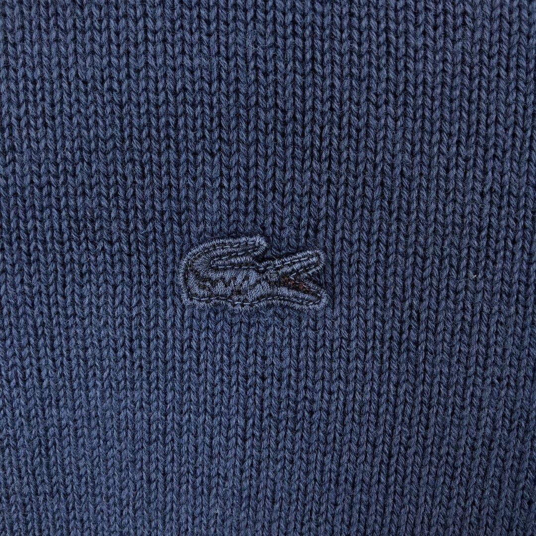 Lacoste Vintage Washed French Design Cotton Knit Half-Button Sweater, Size 6 (Men's XL equivalent) cotton navy blue type Vintage Second Hand