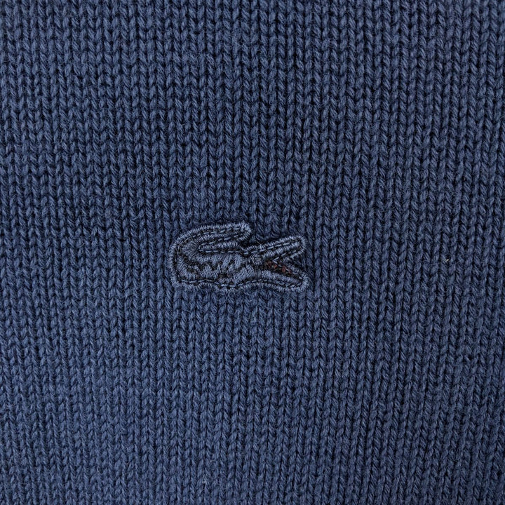 Lacoste Vintage Washed French Design Cotton Knit Half-Button Sweater, Size 6 (Men's XL equivalent) cotton navy blue type Vintage Second Hand