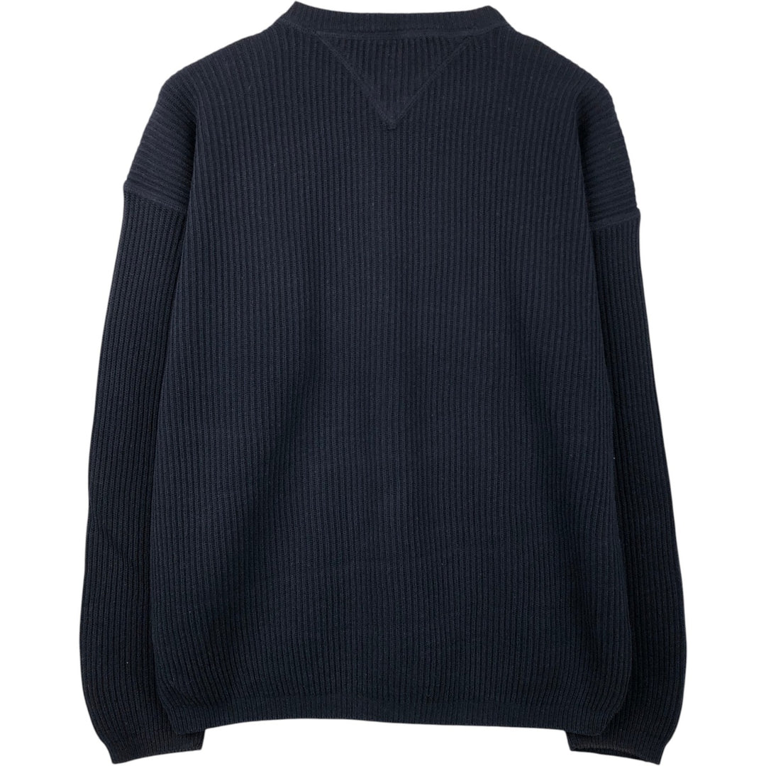 1990'S Tommy Hilfiger Rib-Knit Cotton Sweater, Men's Size M (approx.), Vintage cotton navy blue type Vintage Second Hand