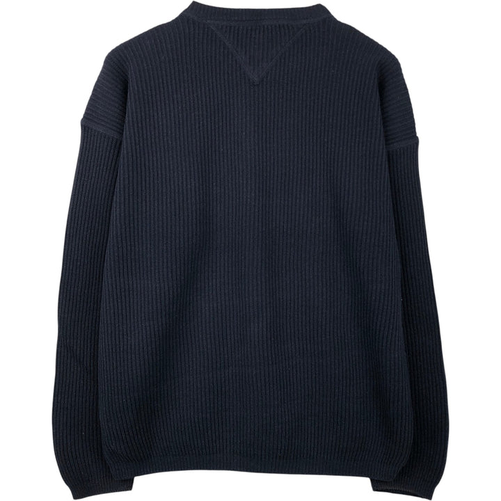 1990'S Tommy Hilfiger Rib-Knit Cotton Sweater, Men's Size M (approx.), Vintage cotton navy blue type Vintage Second Hand