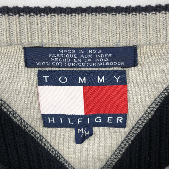 1990'S Tommy Hilfiger Rib-Knit Cotton Sweater, Men's Size M (approx.), Vintage cotton navy blue type Vintage Second Hand