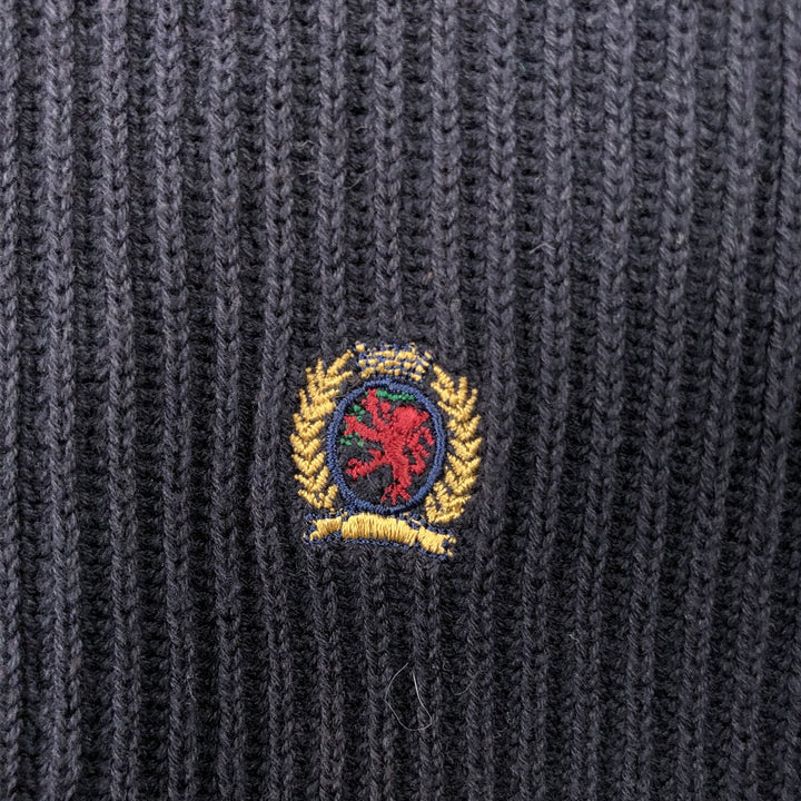 1990'S Tommy Hilfiger Rib-Knit Cotton Sweater, Men's Size M (approx.), Vintage cotton navy blue type Vintage Second Hand