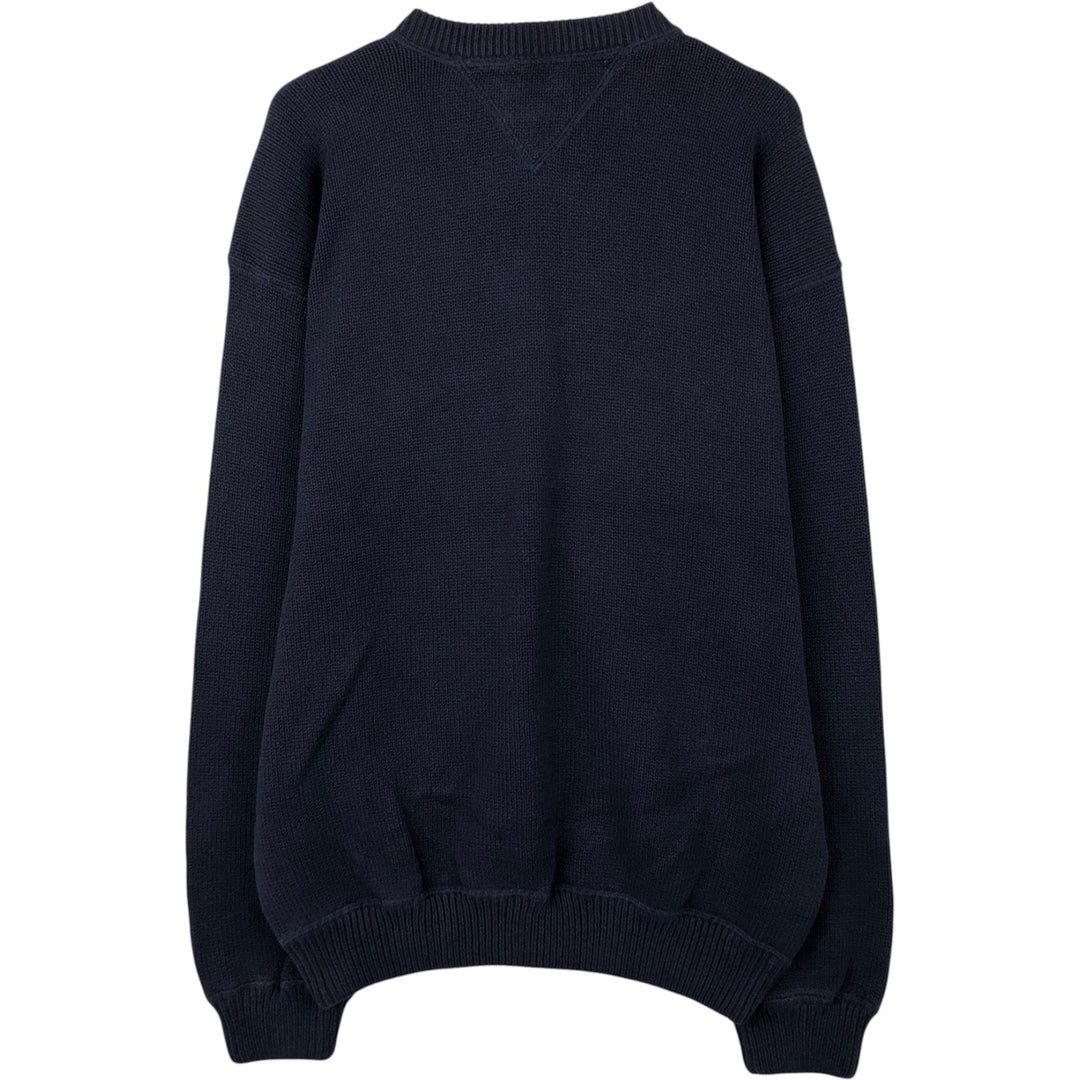 Tommy Hilfiger Cotton Knit Sweater, Men's Size L cotton navy blue type Vintage Second Hand