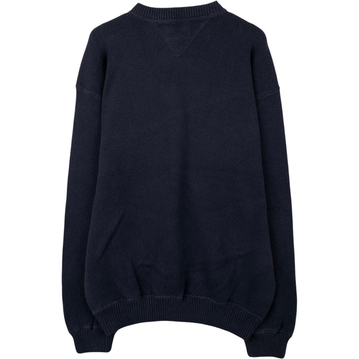 Tommy Hilfiger Cotton Knit Sweater, Men's Size L cotton navy blue type Vintage Second Hand