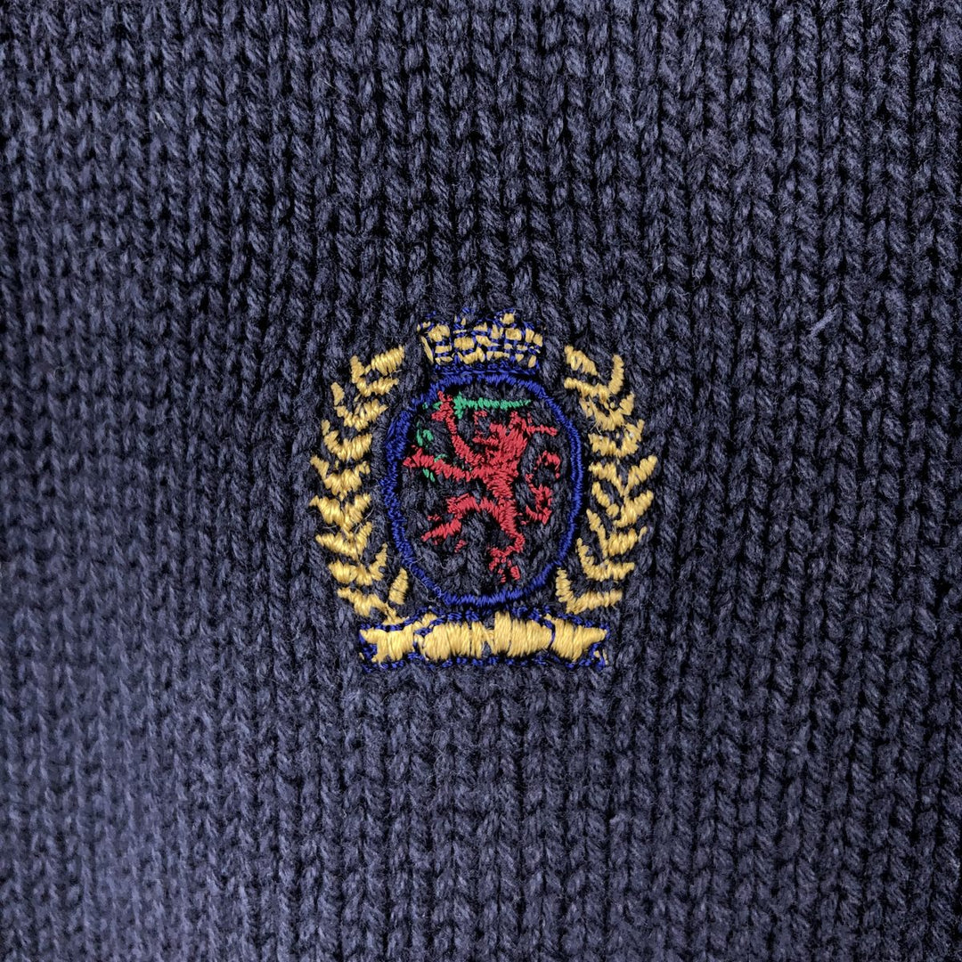Tommy Hilfiger Cotton Knit Sweater, Men's Size L cotton navy blue type Vintage Second Hand