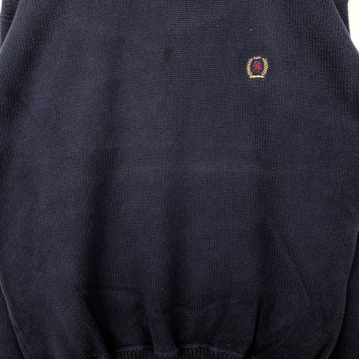 Tommy Hilfiger Cotton Knit Sweater, Men's Size L cotton navy blue type Vintage Second Hand
