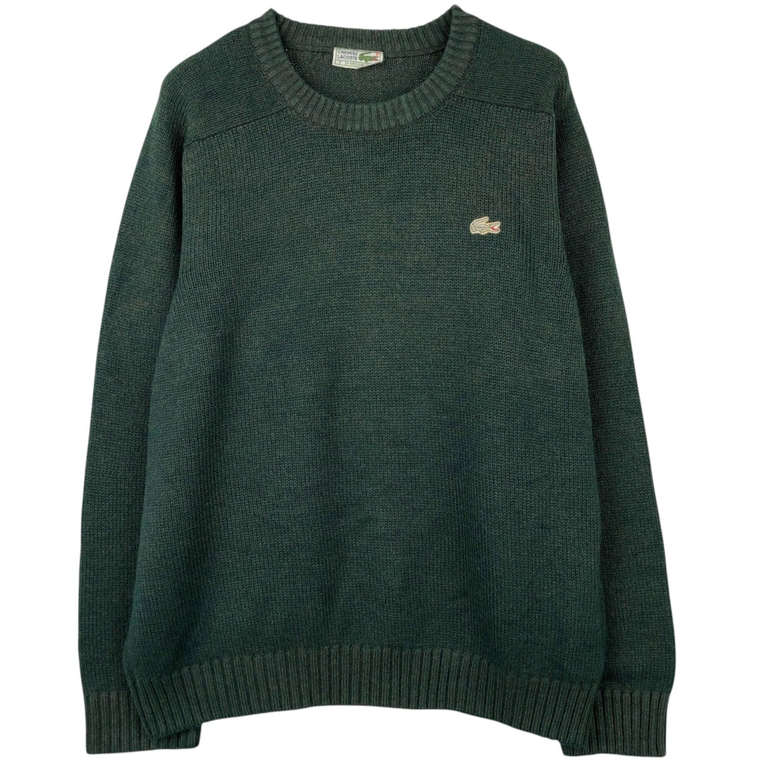 Lacoste CHEMISE French Lacoste wool x acrylic knit sweater, made in Spain, men's size L. acrylic green type Vintage Second Hand