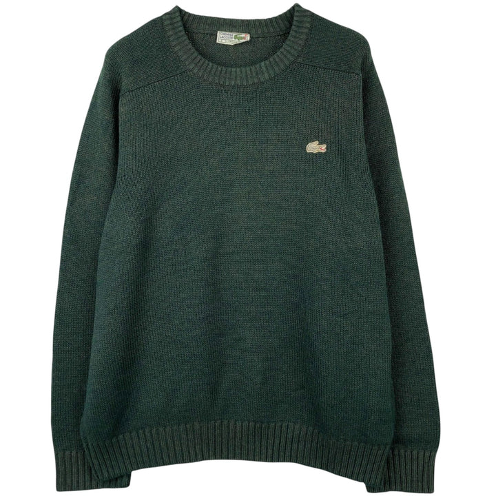 Lacoste CHEMISE French Lacoste wool x acrylic knit sweater, made in Spain, men's size L. acrylic green type Vintage Second Hand