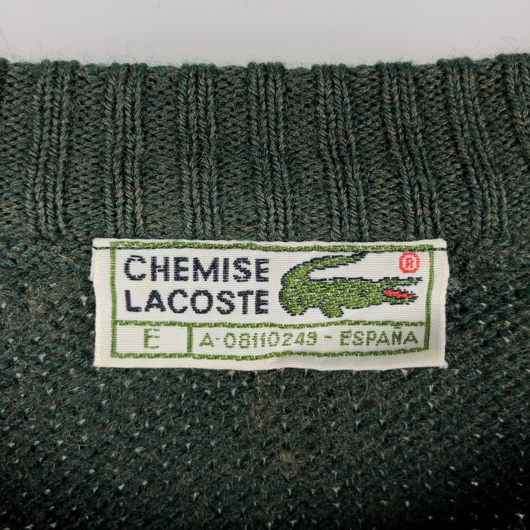 Lacoste CHEMISE French Lacoste wool x acrylic knit sweater, made in Spain, men's size L. acrylic green type Vintage Second Hand