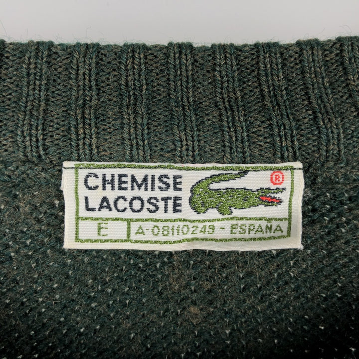 Lacoste CHEMISE French Lacoste wool x acrylic knit sweater, made in Spain, men's size L. acrylic green type Vintage Second Hand