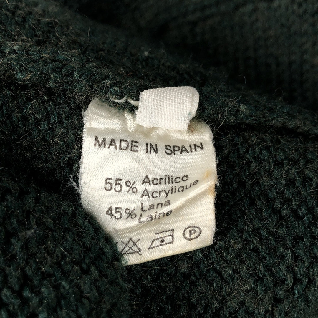 Lacoste CHEMISE French Lacoste wool x acrylic knit sweater, made in Spain, men's size L. acrylic green type Vintage Second Hand