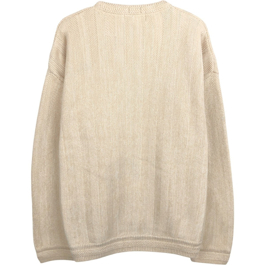 Ralph Lauren Chaps Hand-Framed Herringbone Cotton Knit Sweater, Men's XL cotton Beige type Vintage Second Hand