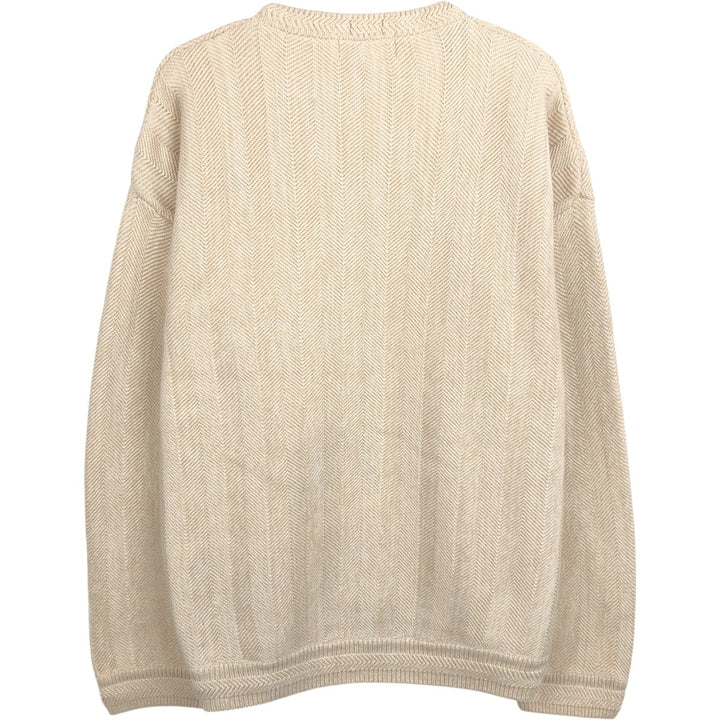 Ralph Lauren Chaps Hand-Framed Herringbone Cotton Knit Sweater, Men's XL cotton Beige type Vintage Second Hand