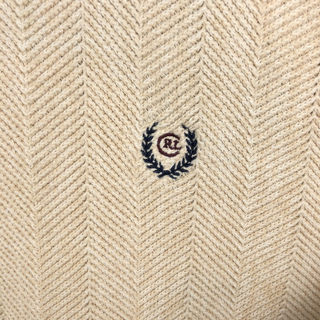 Ralph Lauren Chaps Hand-Framed Herringbone Cotton Knit Sweater, Men's XL cotton Beige type Vintage Second Hand