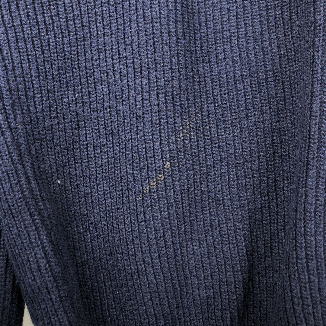 1990'S Eddie Bauer Rib-Knit Cotton Sweater, Made in USA, Men's Size L (Equivalent), Vintage cotton navy blue type Vintage Second Hand