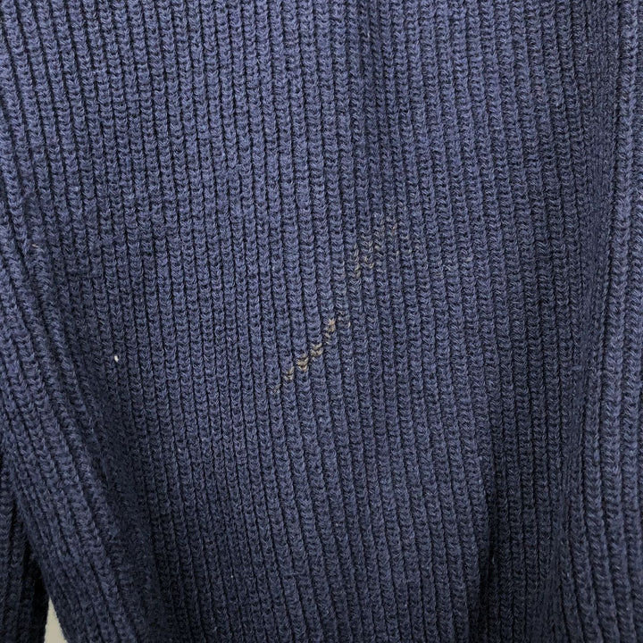 1990'S Eddie Bauer Rib-Knit Cotton Sweater, Made in USA, Men's Size L (Equivalent), Vintage cotton navy blue type Vintage Second Hand