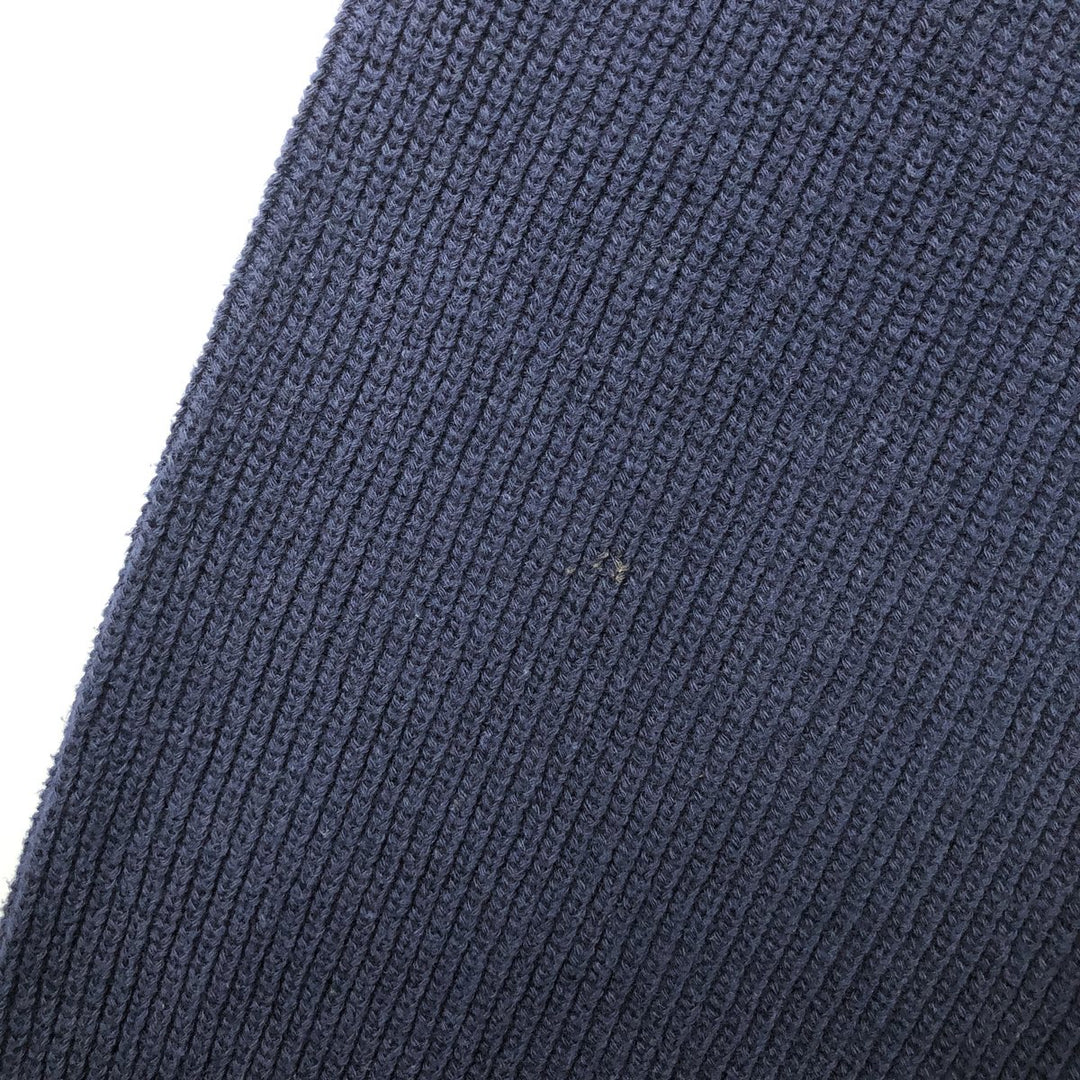1990'S Eddie Bauer Rib-Knit Cotton Sweater, Made in USA, Men's Size L (Equivalent), Vintage cotton navy blue type Vintage Second Hand