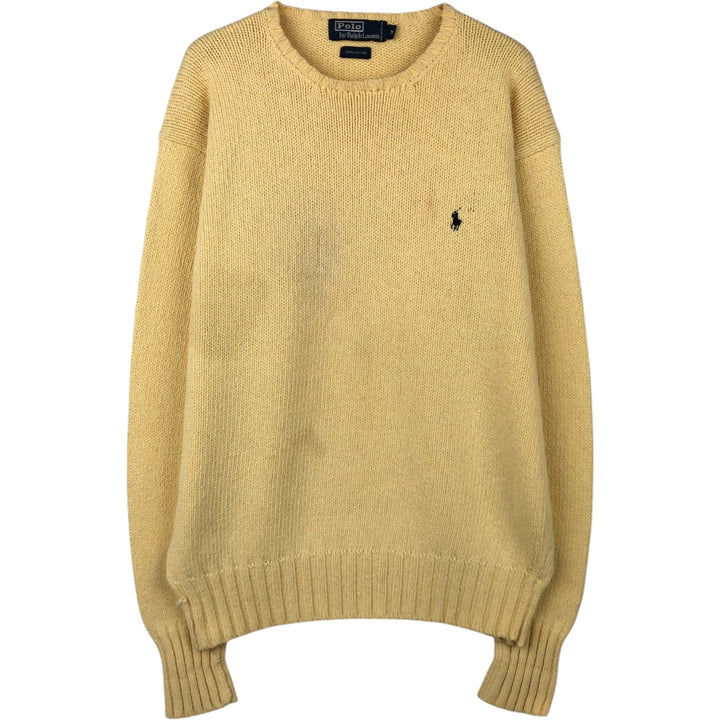 Ralph Lauren POLO by Ralph Lauren Cotton Knit Sweater Men's M Size cotton yellow type Vintage Second Hand