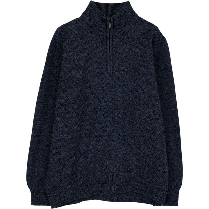 Calvin Klein Jeans Cotton Knit Half-Zip Sweater, Men's Size XL cotton navy blue type Vintage Second Hand