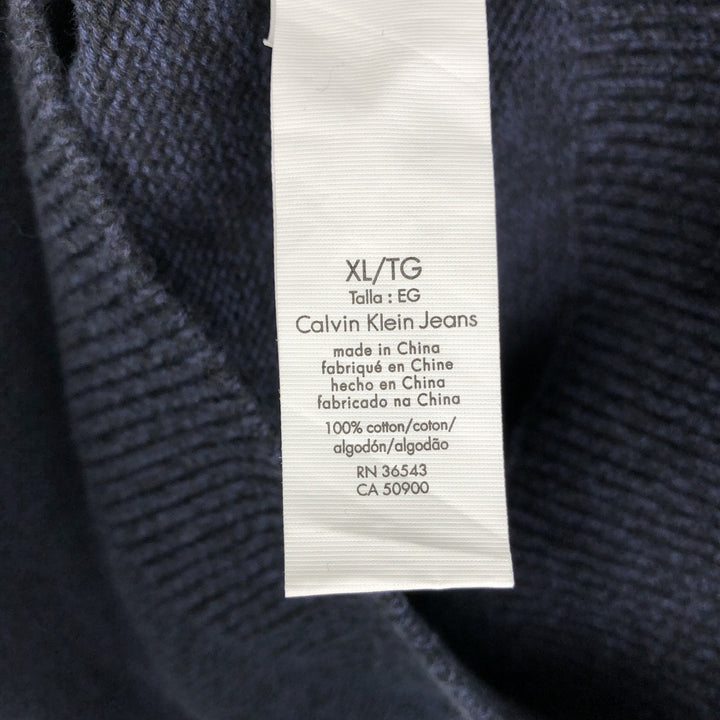 Calvin Klein Jeans Cotton Knit Half-Zip Sweater, Men's Size XL cotton navy blue type Vintage Second Hand