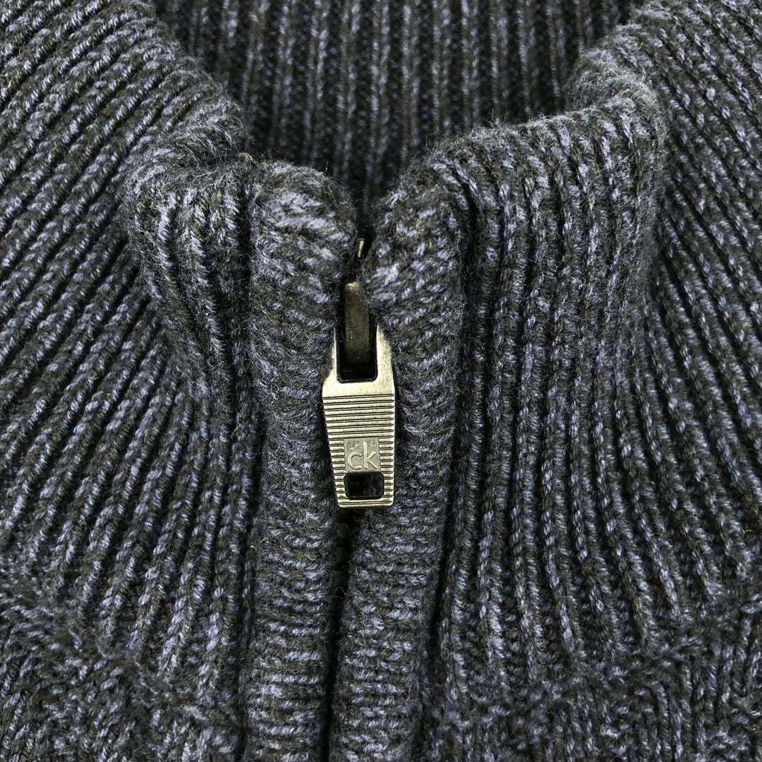 Calvin Klein Jeans Cotton Knit Half-Zip Sweater, Men's Size XL cotton navy blue type Vintage Second Hand