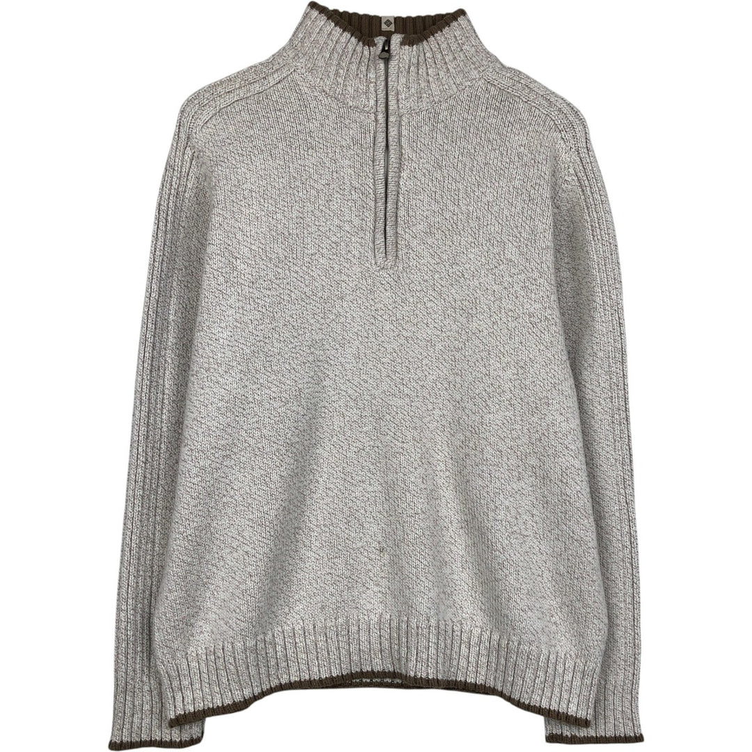 Columbia Cotton Knit Half-Zip Sweater, Men's Size L cotton gray type Vintage Second Hand