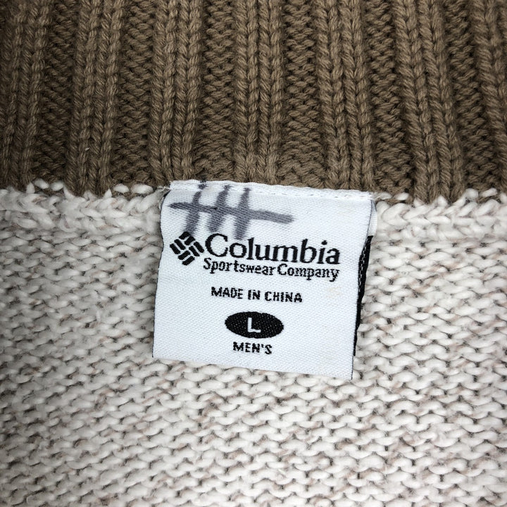 Columbia Cotton Knit Half-Zip Sweater, Men's Size L cotton gray type Vintage Second Hand