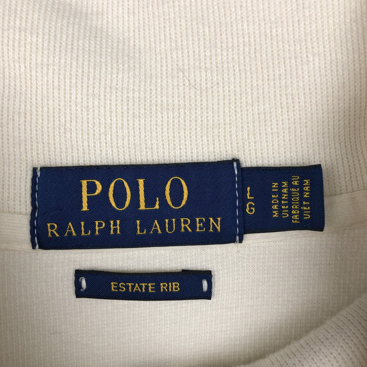 Ralph Lauren ESTATE RIB Rib Knit Half-Zip Sweatshirt (Men's Size L) cotton unbleached Vintage Second Hand