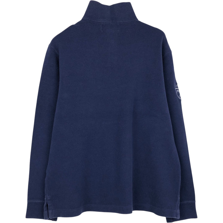 Ralph Lauren POLO by Ralph Lauren ribbed half-zip sweatshirt, men's M size cotton navy blue type Vintage Second Hand