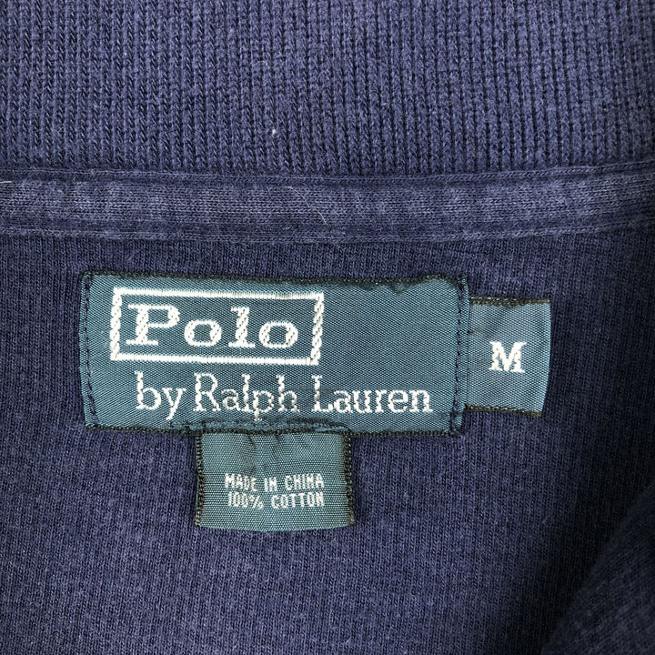 Ralph Lauren POLO by Ralph Lauren ribbed half-zip sweatshirt, men's M size cotton navy blue type Vintage Second Hand