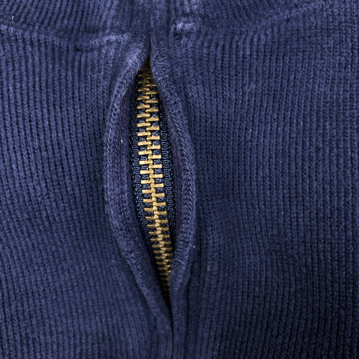 Ralph Lauren POLO by Ralph Lauren ribbed half-zip sweatshirt, men's M size cotton navy blue type Vintage Second Hand
