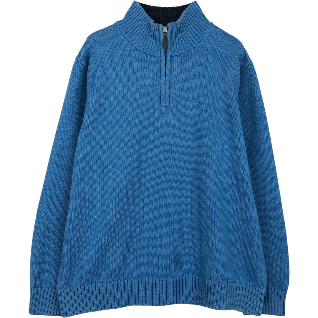 90s-00'S LLBean Cotton Knit Half-Zip Sweater, Men's XL, Vintage cotton Blue type light blue Vintage Second Hand