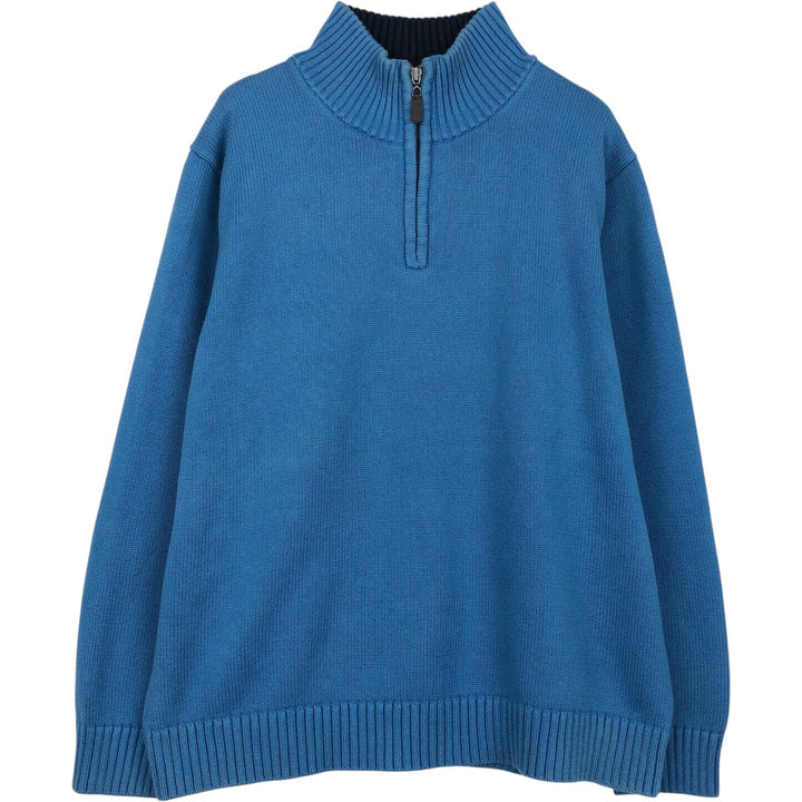 90s-00'S LLBean Cotton Knit Half-Zip Sweater, Men's XL, Vintage cotton Blue type light blue Vintage Second Hand