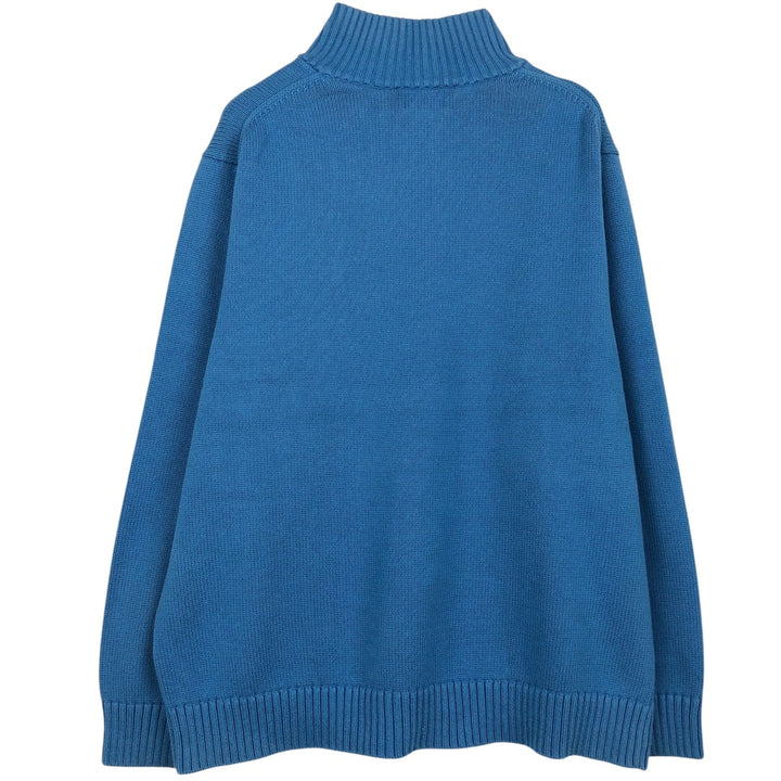 90s-00'S LLBean Cotton Knit Half-Zip Sweater, Men's XL, Vintage cotton Blue type light blue Vintage Second Hand