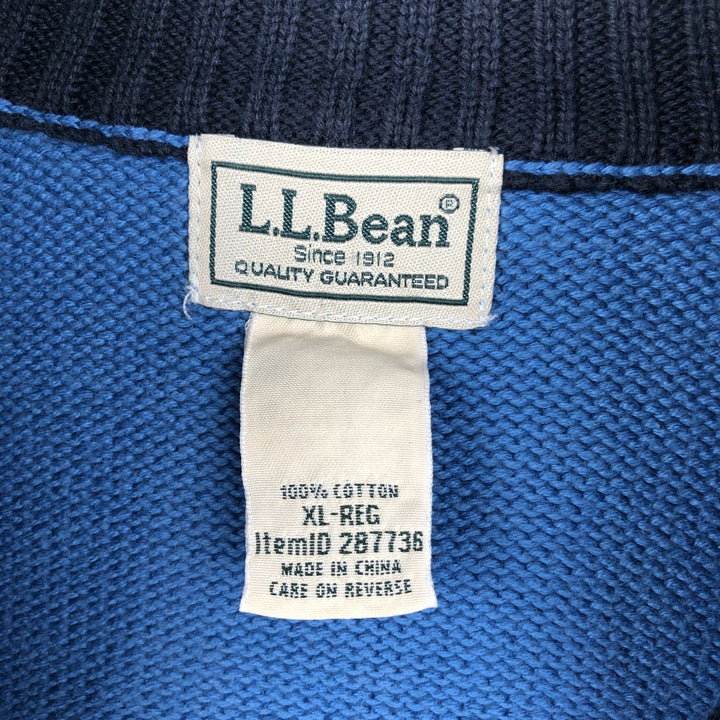 90s-00'S LLBean Cotton Knit Half-Zip Sweater, Men's XL, Vintage cotton Blue type light blue Vintage Second Hand