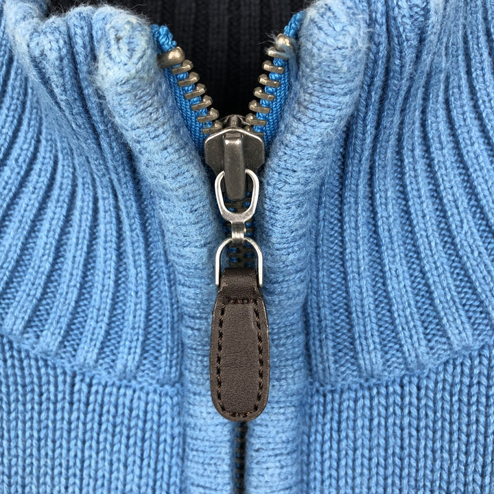 90s-00'S LLBean Cotton Knit Half-Zip Sweater, Men's XL, Vintage cotton Blue type light blue Vintage Second Hand