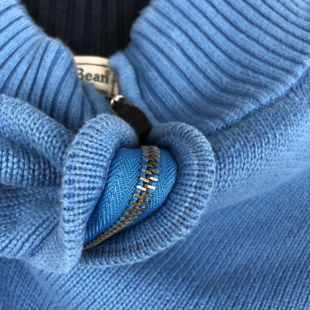 90s-00'S LLBean Cotton Knit Half-Zip Sweater, Men's XL, Vintage cotton Blue type light blue Vintage Second Hand