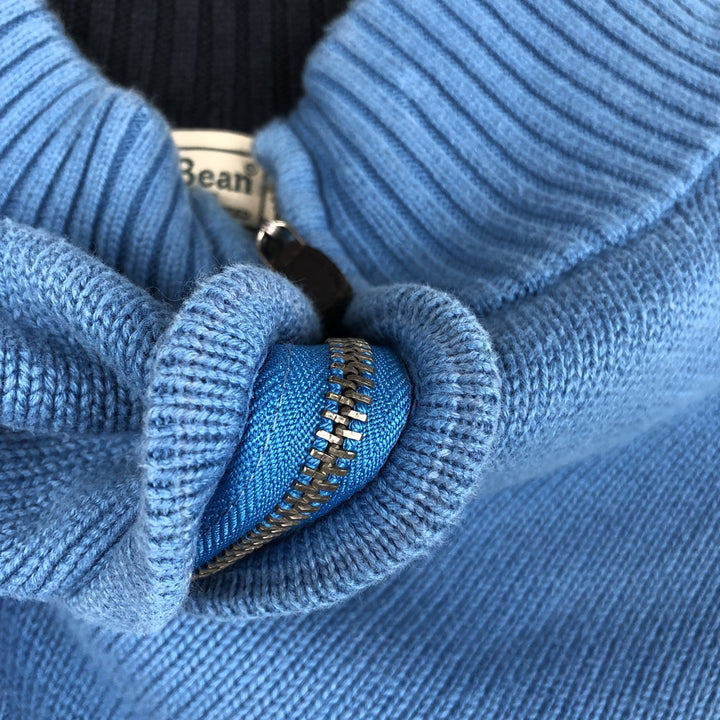 90s-00'S LLBean Cotton Knit Half-Zip Sweater, Men's XL, Vintage cotton Blue type light blue Vintage Second Hand