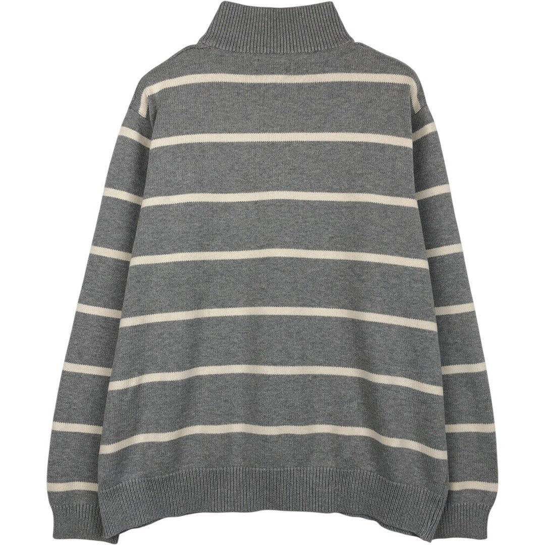 Ralph Lauren POLO JEANS COMPANY Border Pattern Cotton Knit Half Zip Sweater Men's XL cotton gray type Vintage Second Hand